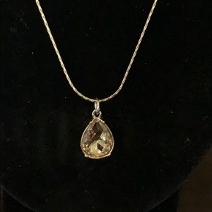 Pendant Goldtone Simulated Citroën Teardrop Pear Shape Charm Chain Necklace